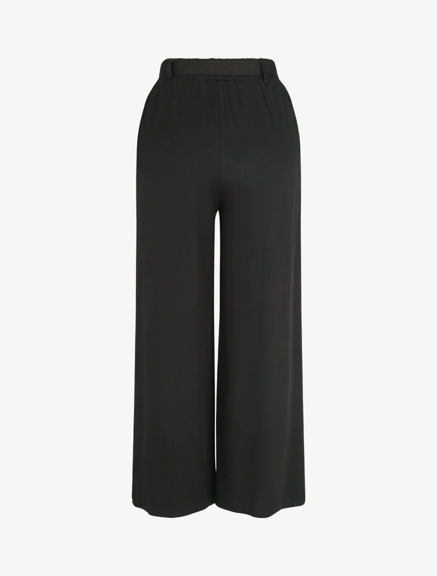 Pantalon fluide élastiqué - Noir - Image 2