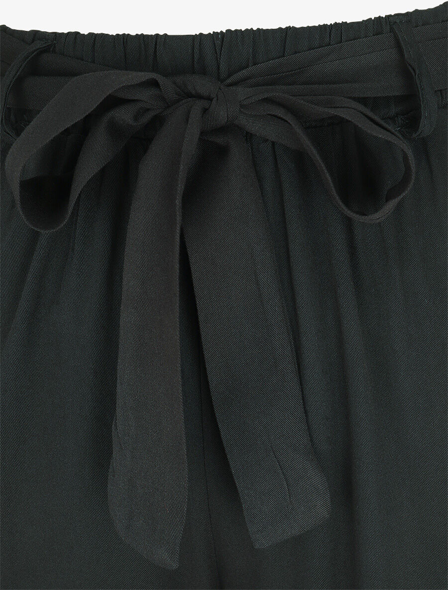 Pantalon fluide élastiqué - Noir - Image 3