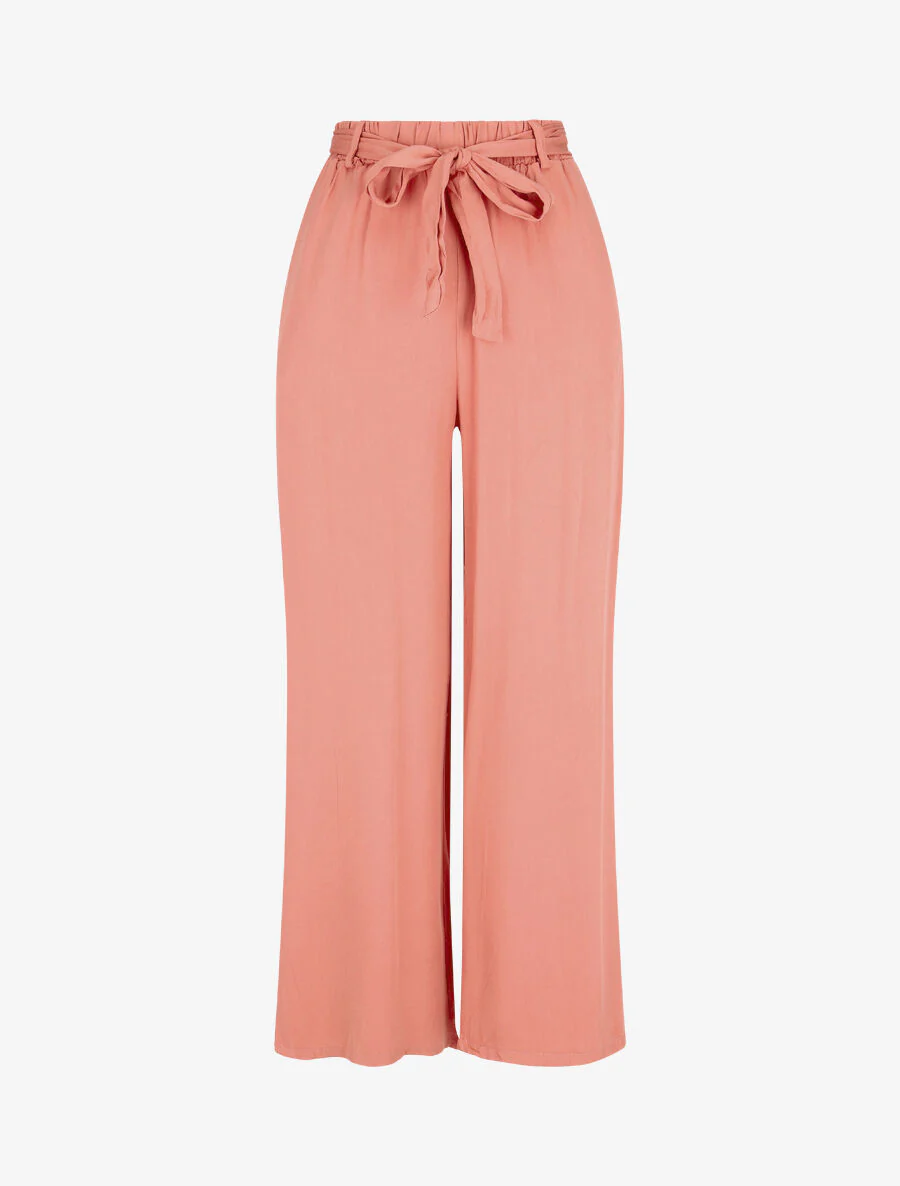 Pantalon fluide élastiqué - Corail