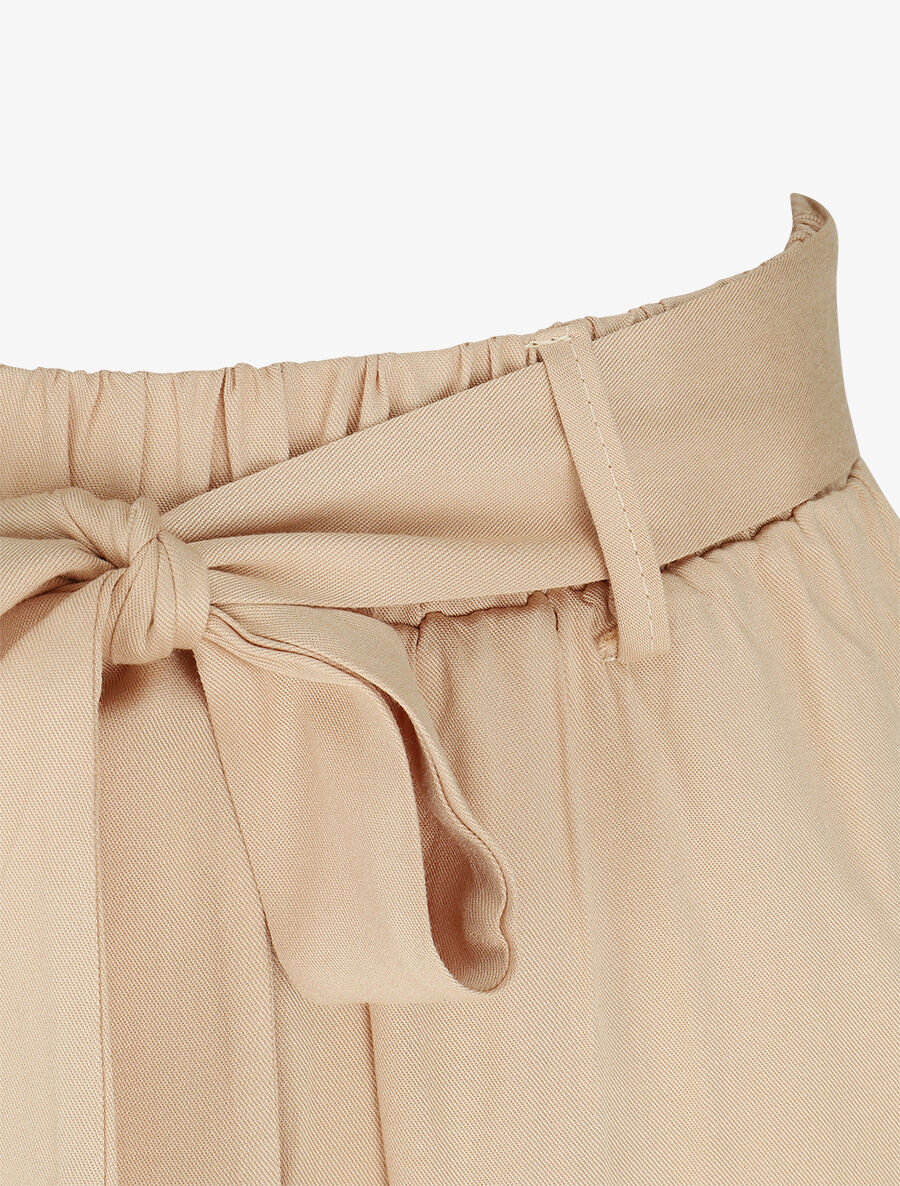 Pantalon fluide élastiqué - Beige - Image 3