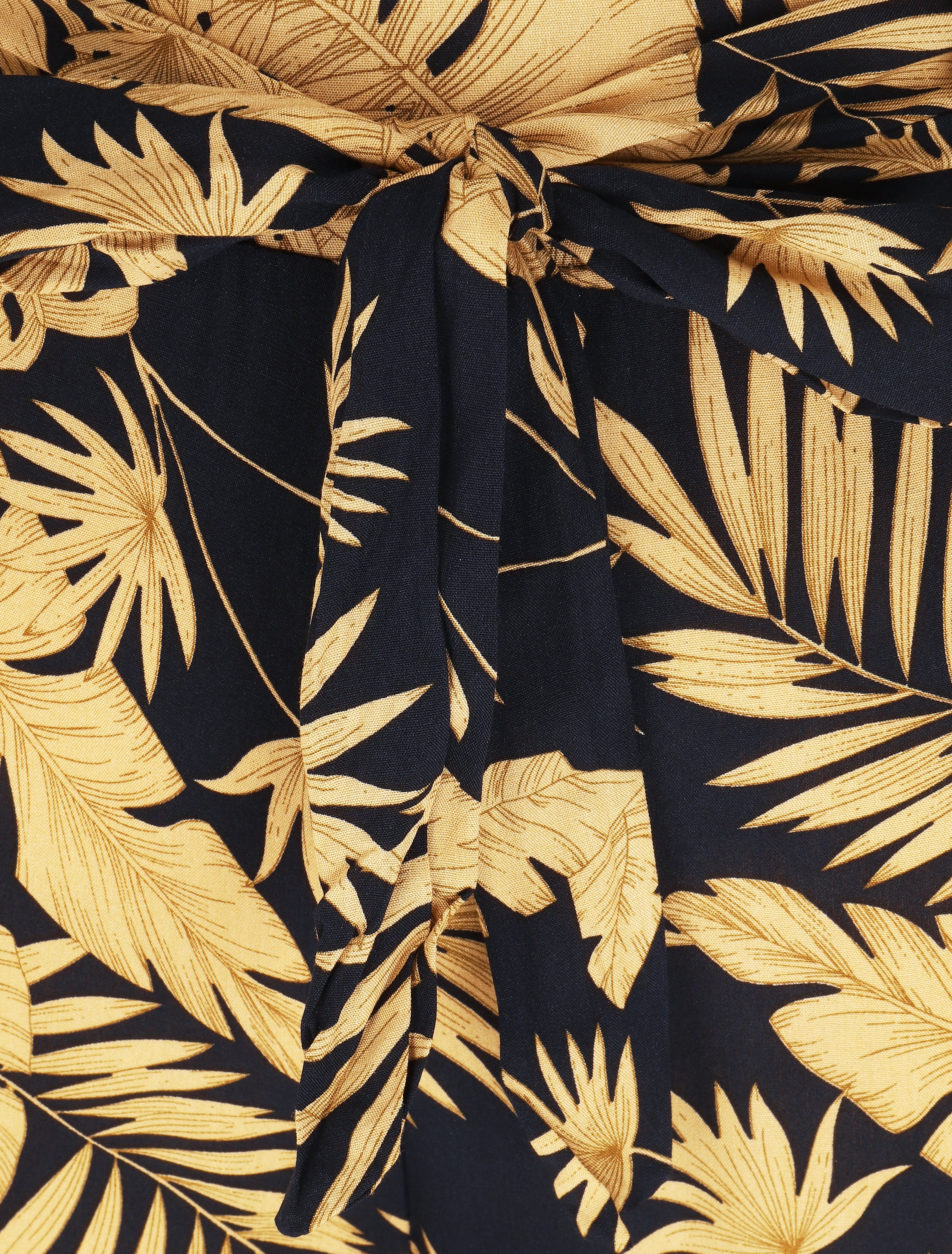 Pantalon fluide élastiqué imprimé feuillage - Marine - Image 3