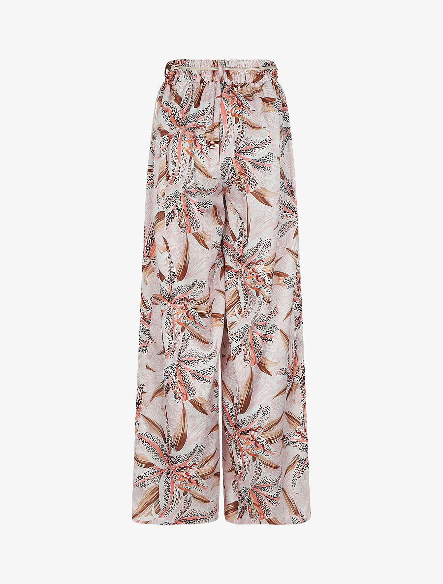 Pantalon fluide imprimé fleurs de lys - Rose - Image 2