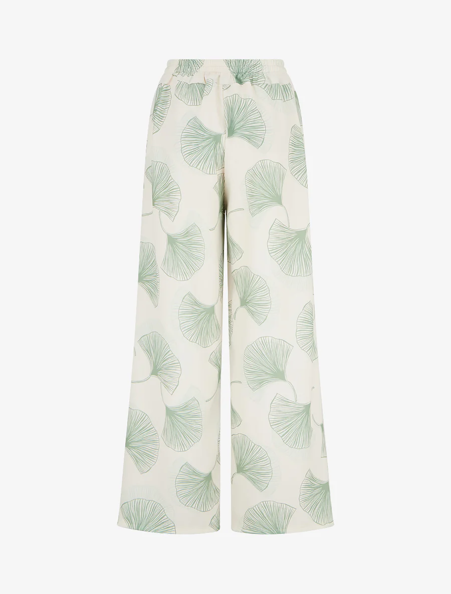 Pantalon fluide imprimé ginko - Kaki - Image 2