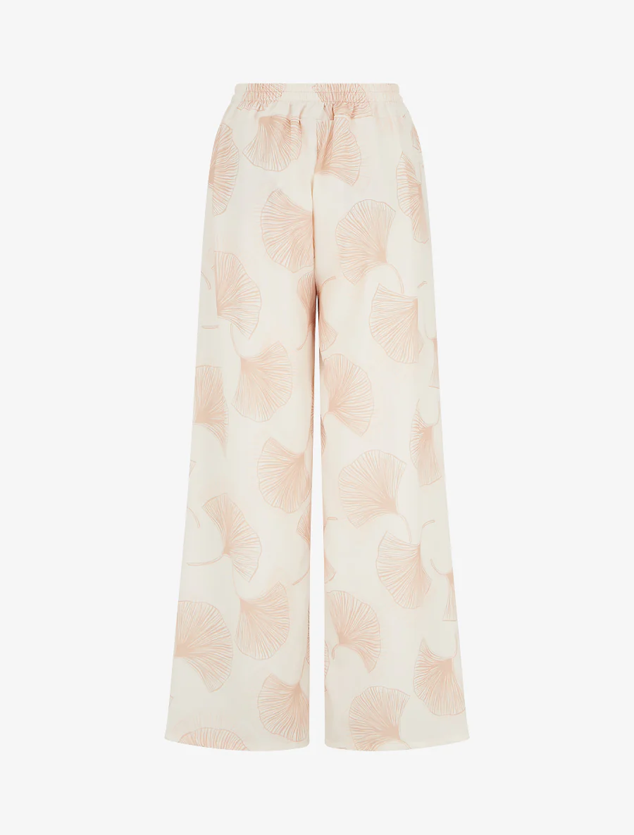 Pantalon fluide imprimé ginko - Beige - Image 2