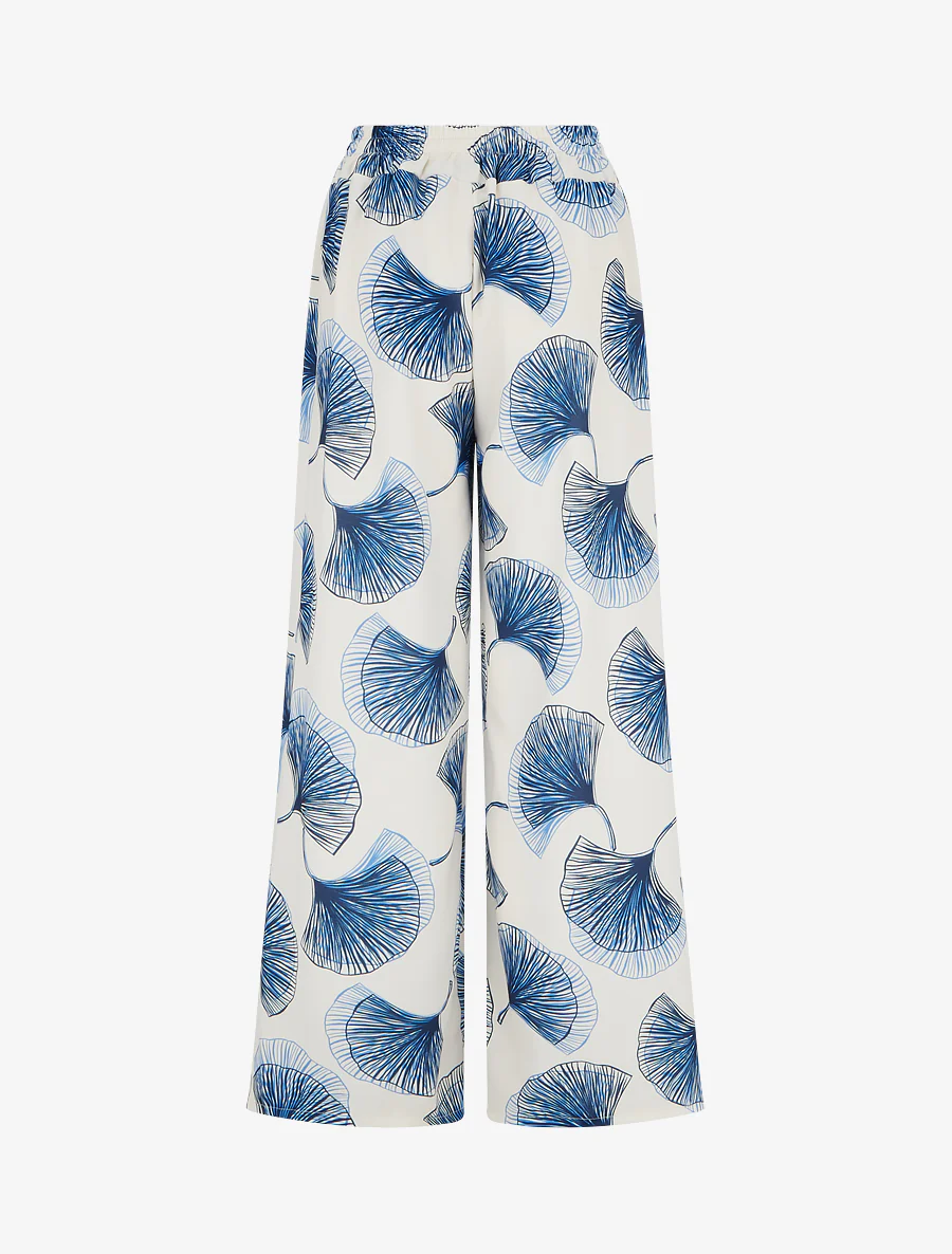 Pantalon fluide imprimé ginko - Marine - Image 2