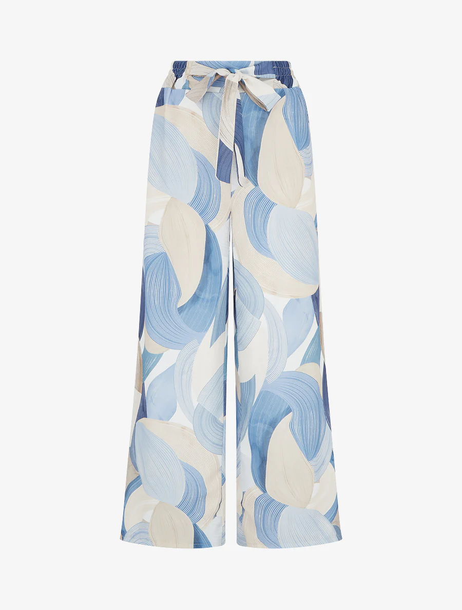 Pantalon fluide imprimé graphique - Bleu