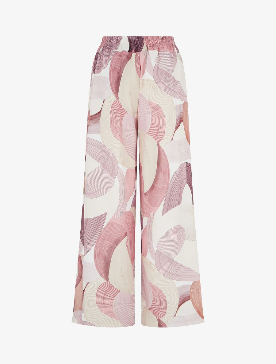 Pantalon fluide imprimé graphique - Vieux rose - Image 2