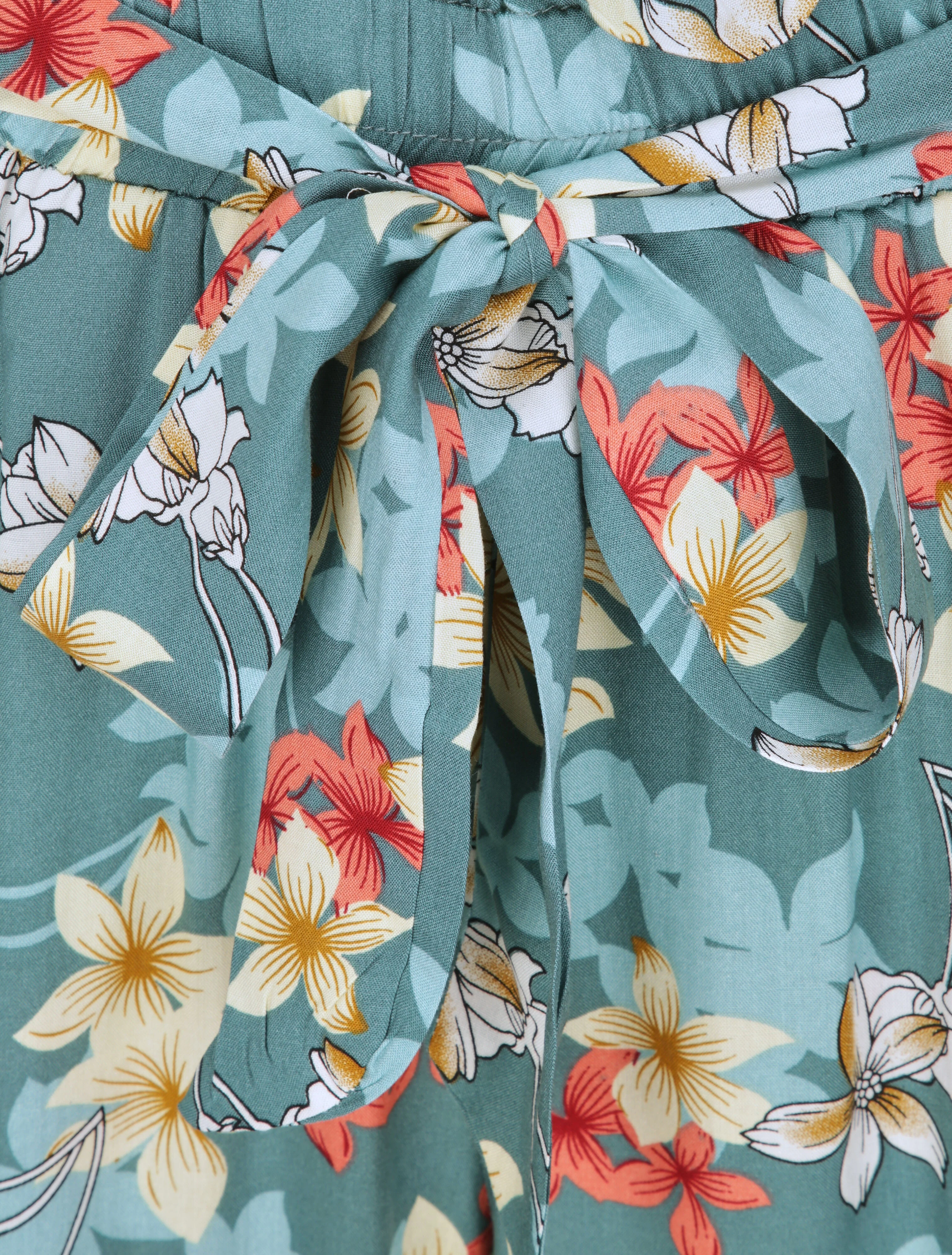 Pantalon fluide motifs fleurs de vanillier - Bleu gris - Image 4