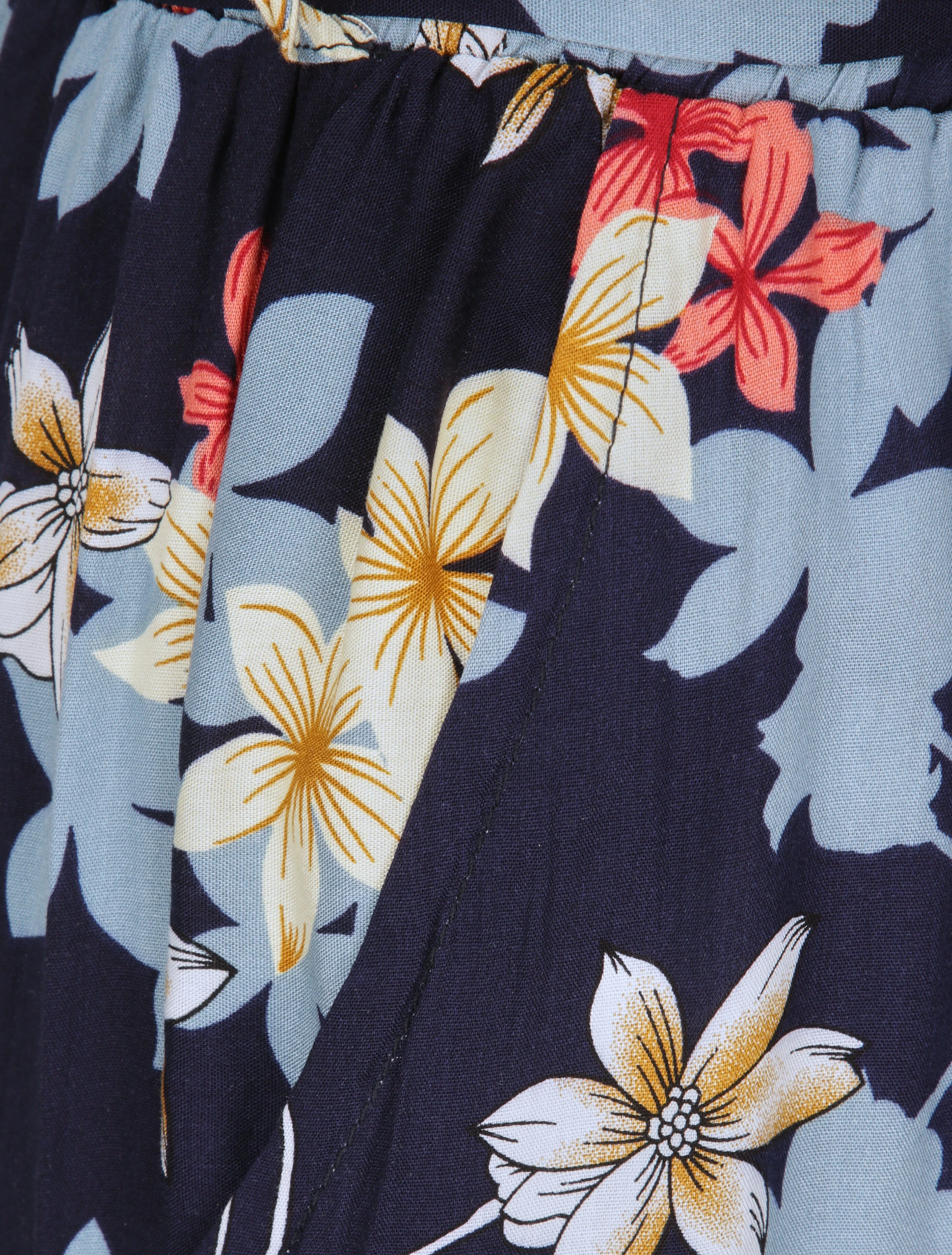 Pantalon fluide motifs fleurs de vanillier - Marine - Image 3