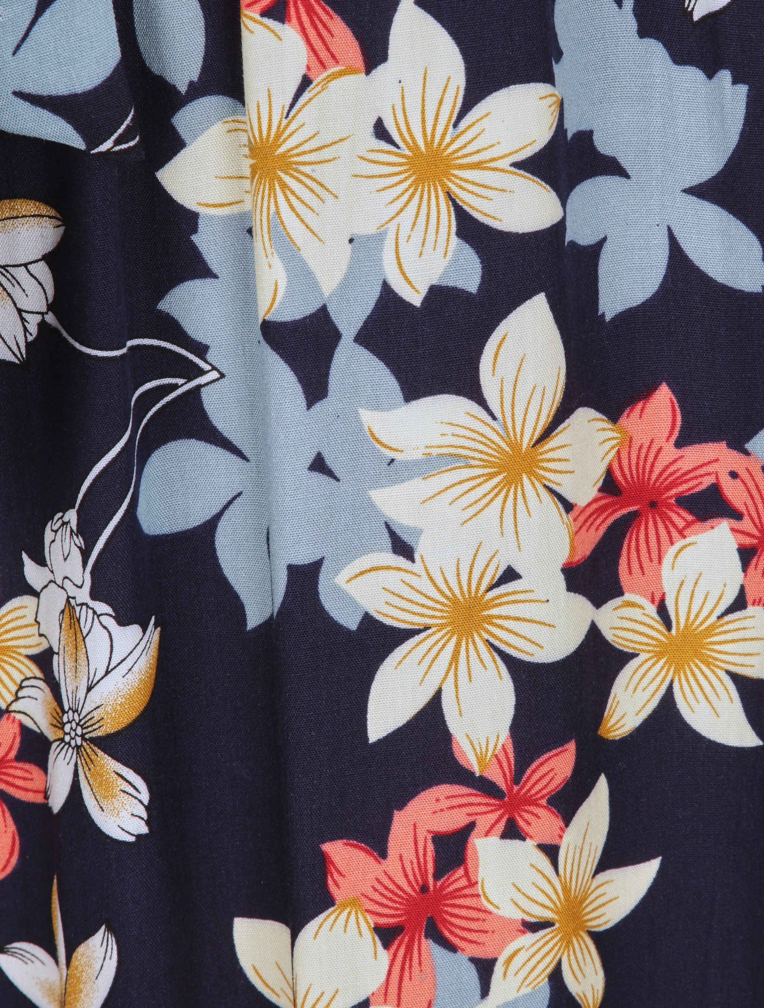 Pantalon fluide motifs fleurs de vanillier - Marine - Image 4