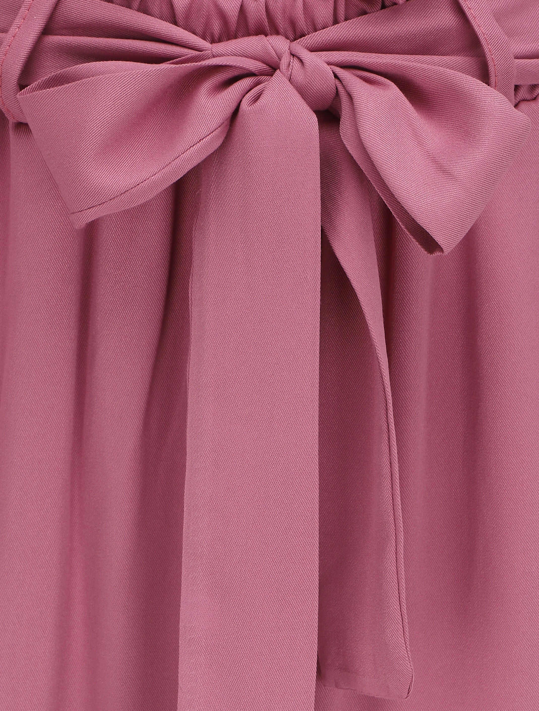 Pantalon fluide paper bag coupe droite - Mauve - Image 3