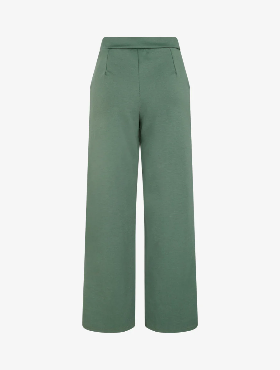 Pantalon fluide taille ornée de boutons - Kaki - Image 2