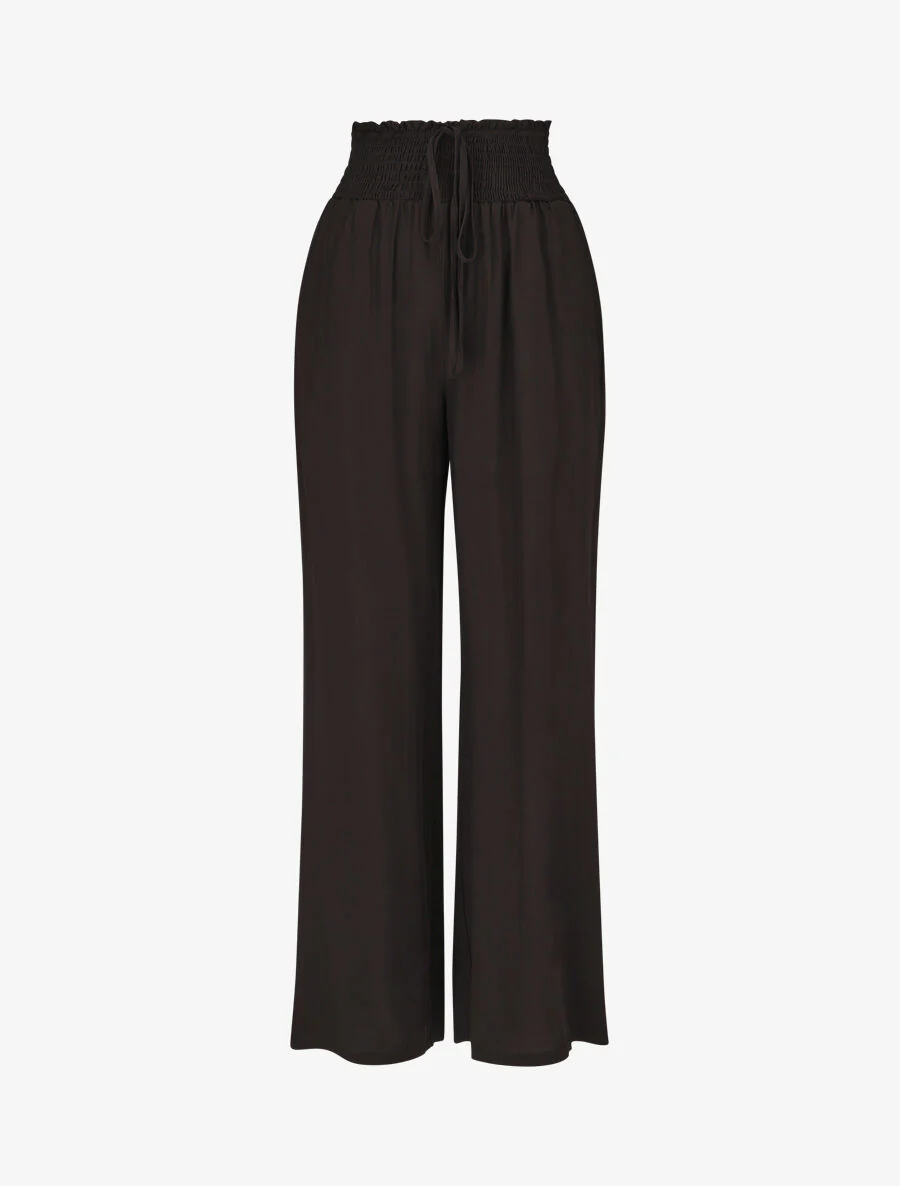 Pantalon fluide uni à poches - Noir