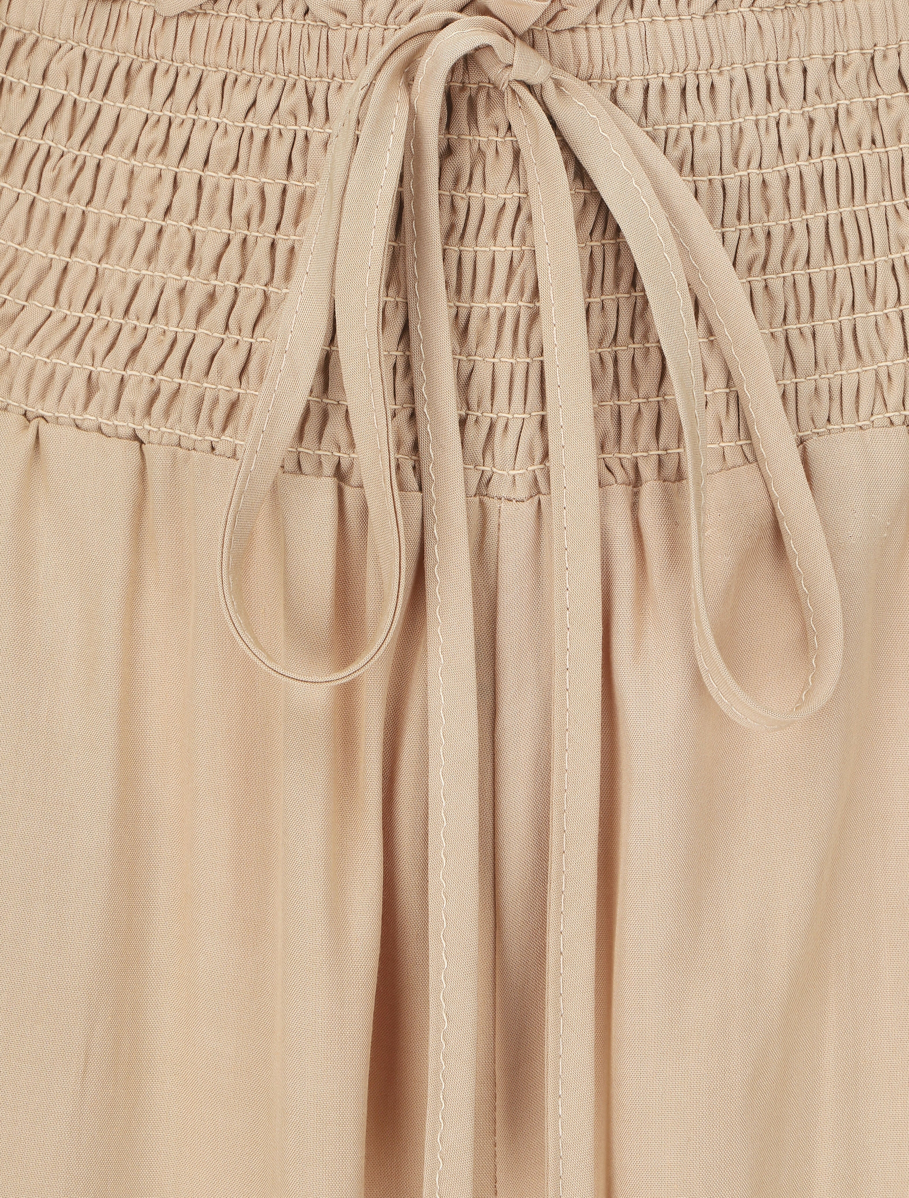 Pantalon fluide uni à poches - Beige - Image 3