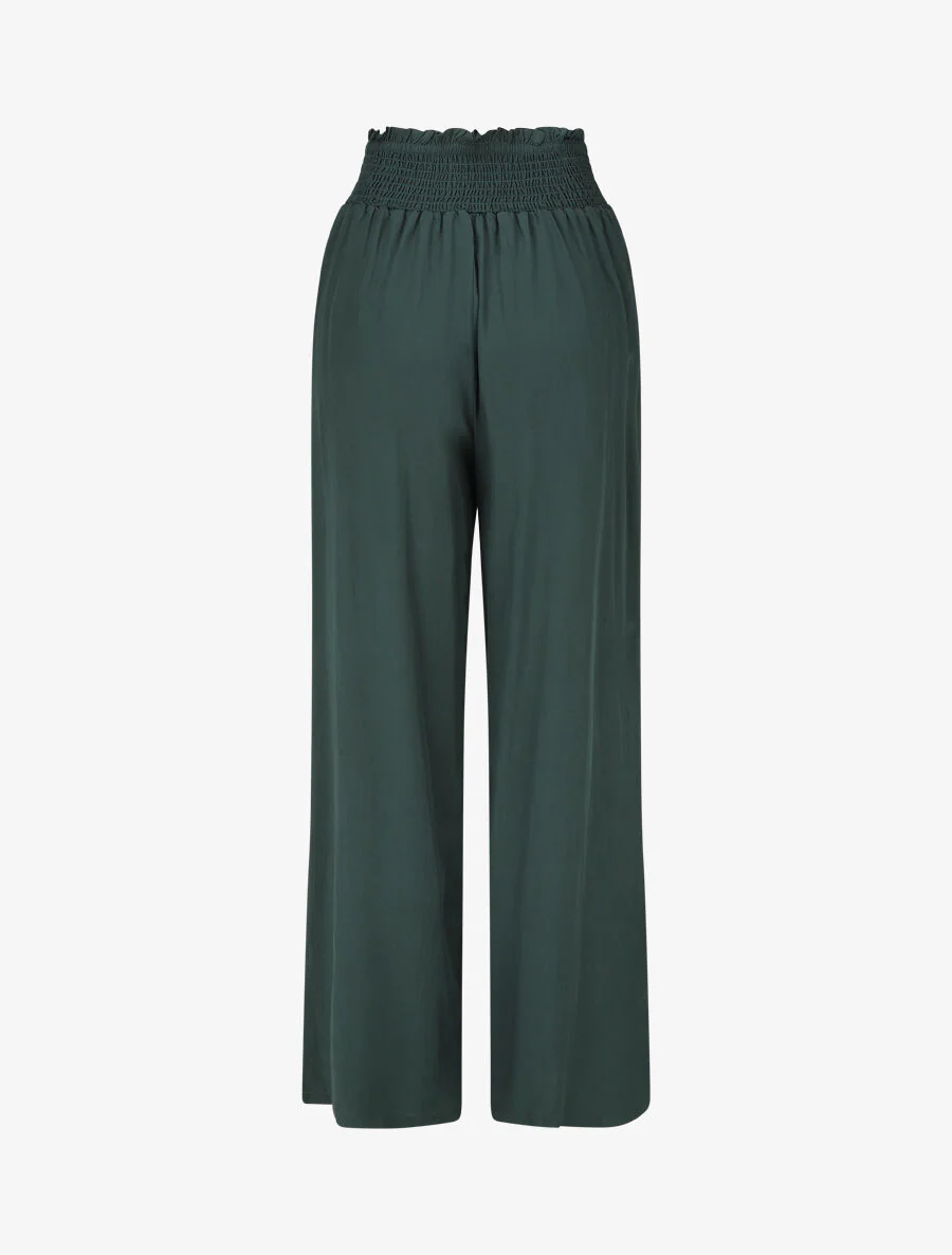 Pantalon fluide uni à poches - Vert sapin - Image 2