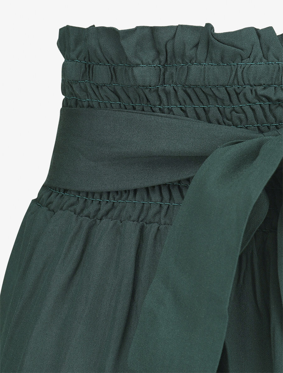 Pantalon fluide uni à taille élastiquée - Vert sapin - Image 3