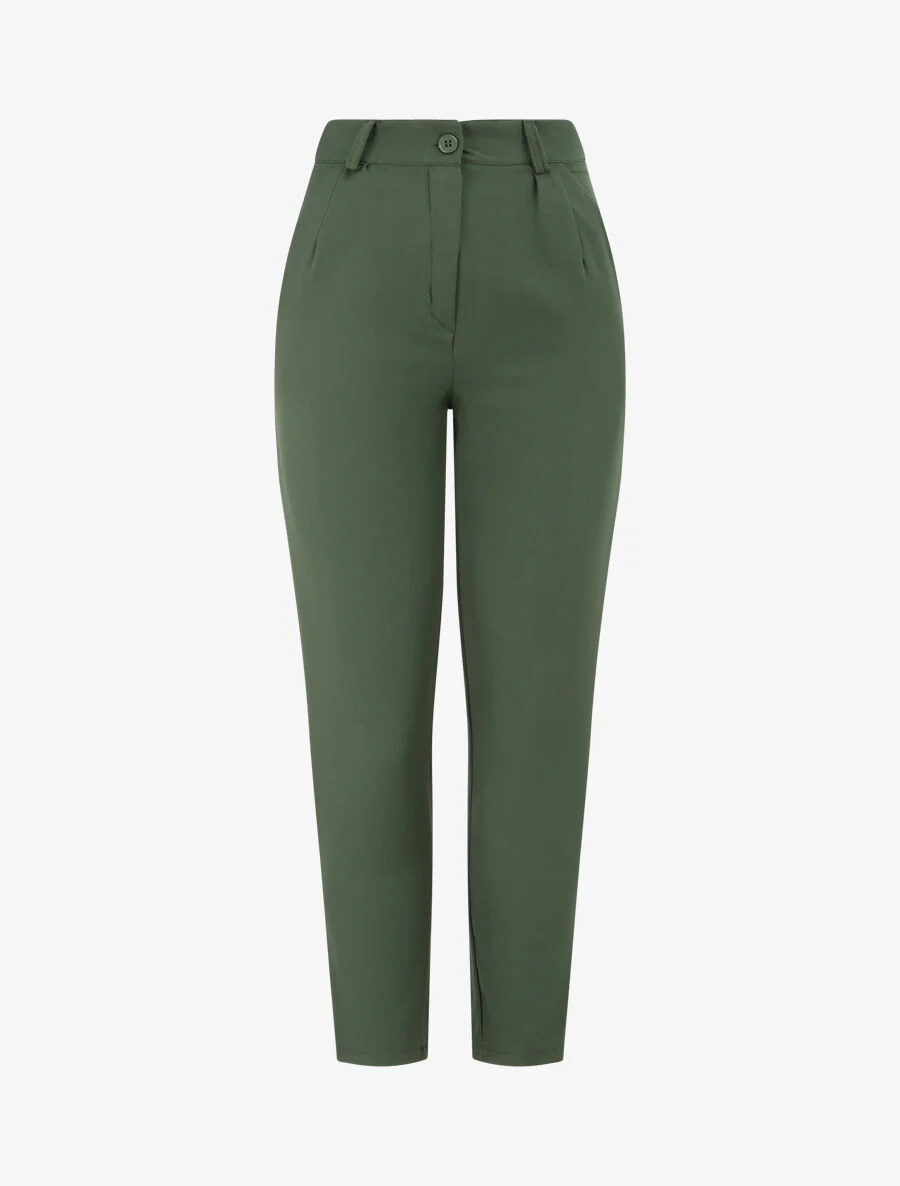 Pantalon fluide uni coupe droite - Kaki