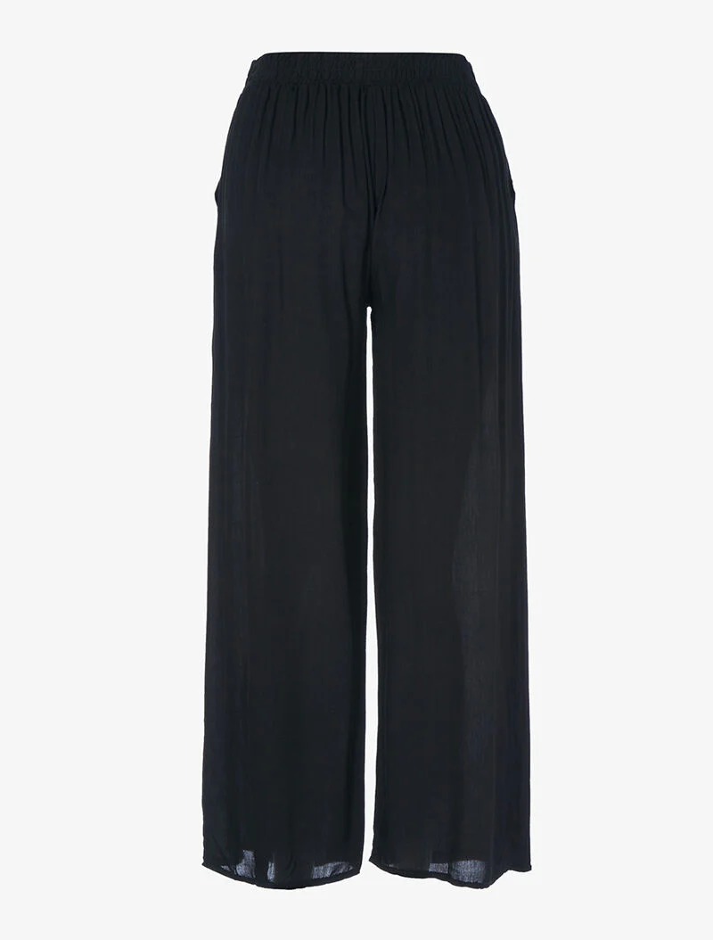 Pantalon fluide uni - noir - Image 2