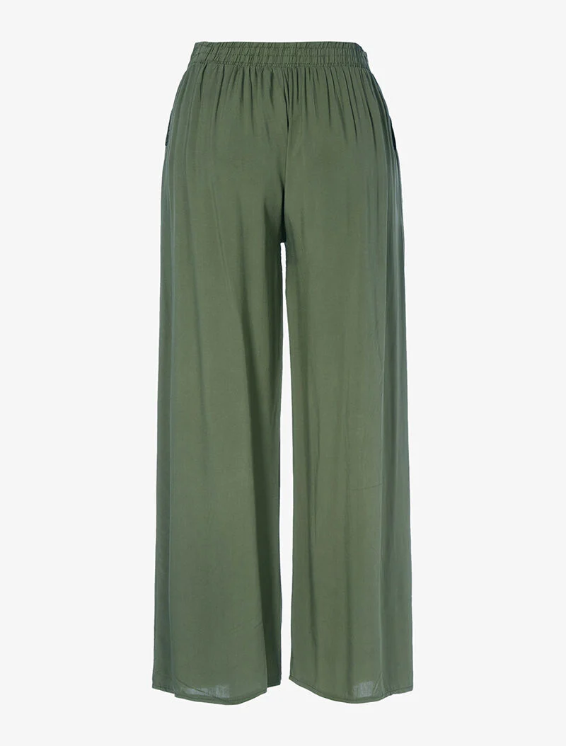 Pantalon fluide uni - kaki - Image 2