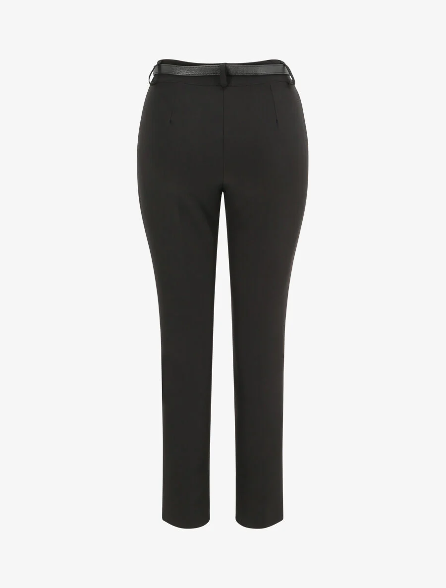 Pantalon fluide uni - Noir - Image 2
