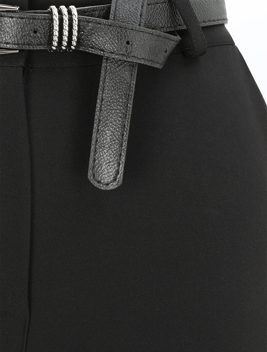 Pantalon fluide uni - Noir - Image 3