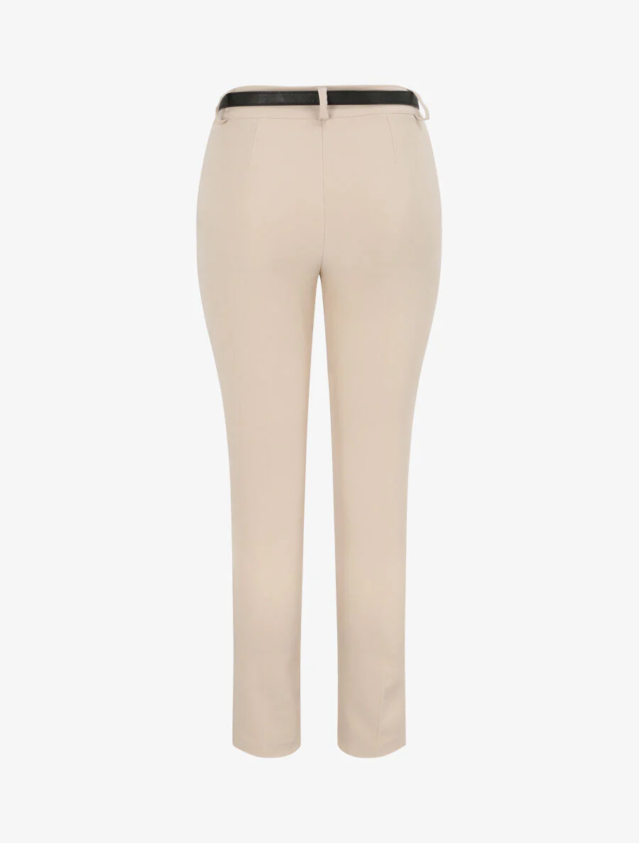 Pantalon fluide uni - Beige - Image 2