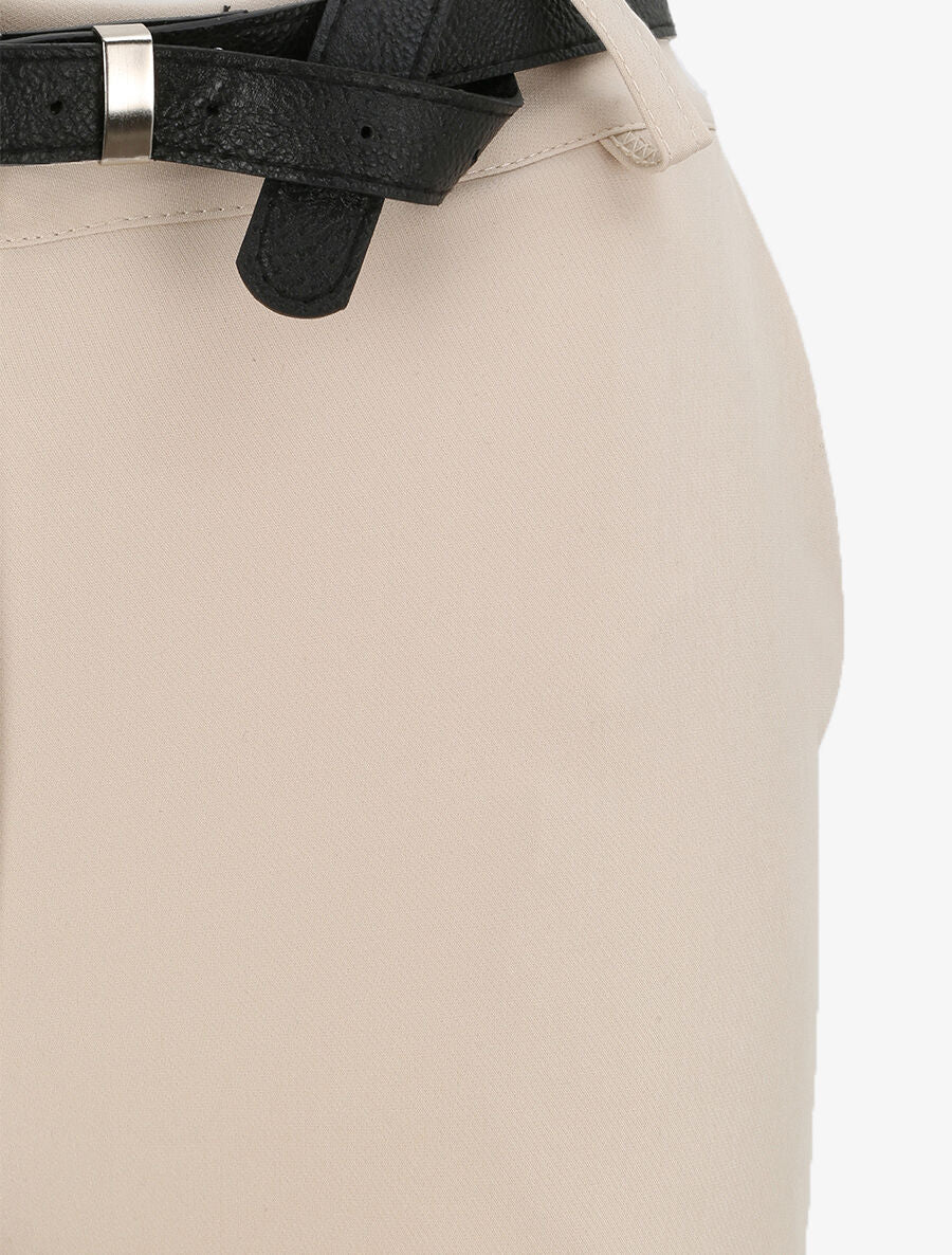 Pantalon fluide uni - Beige - Image 3