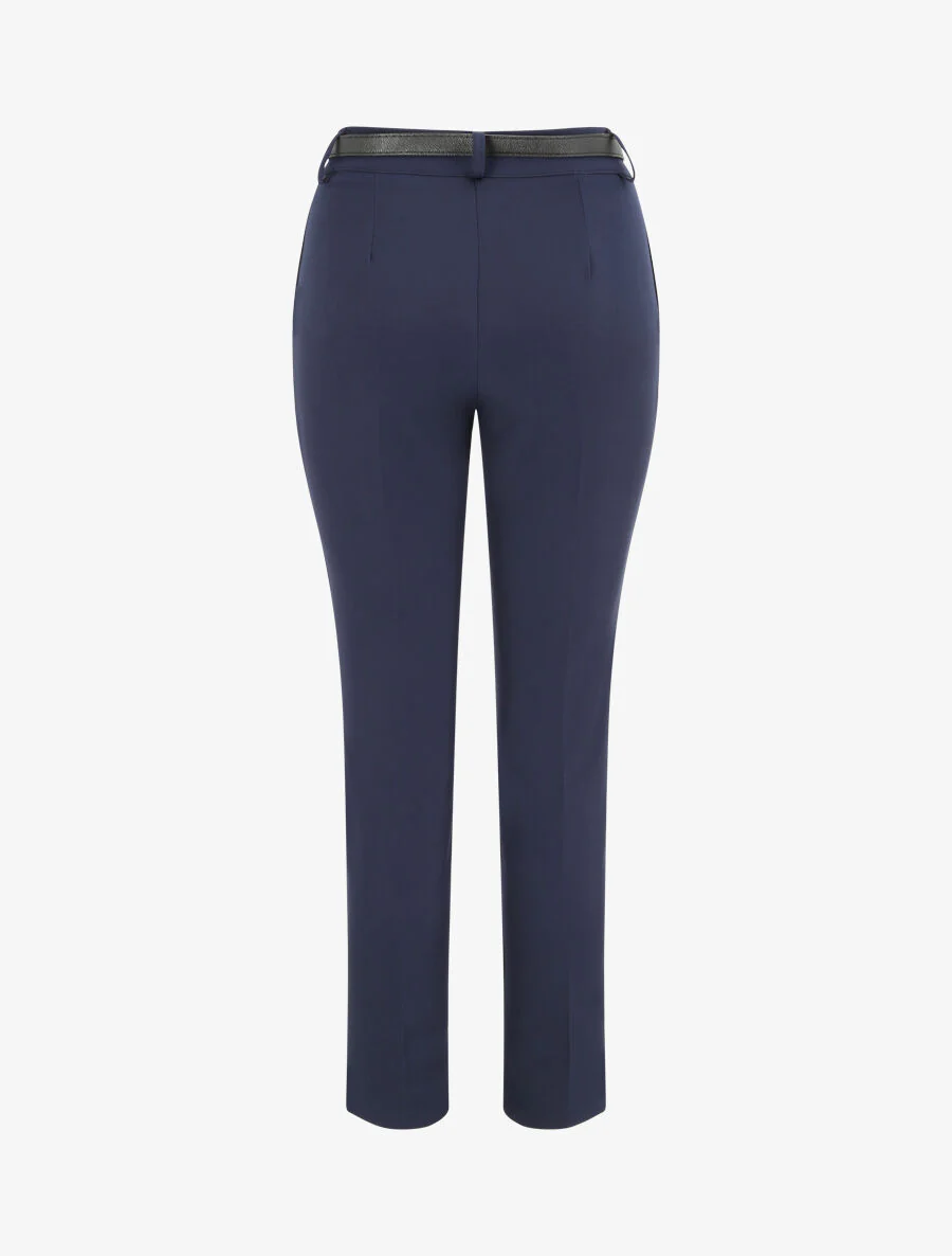 Pantalon fluide uni - Marine - Image 2