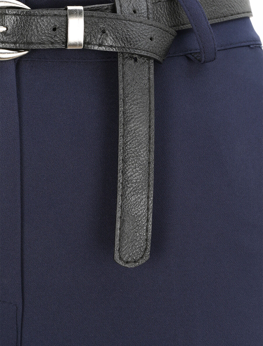 Pantalon fluide uni - Marine - Image 3
