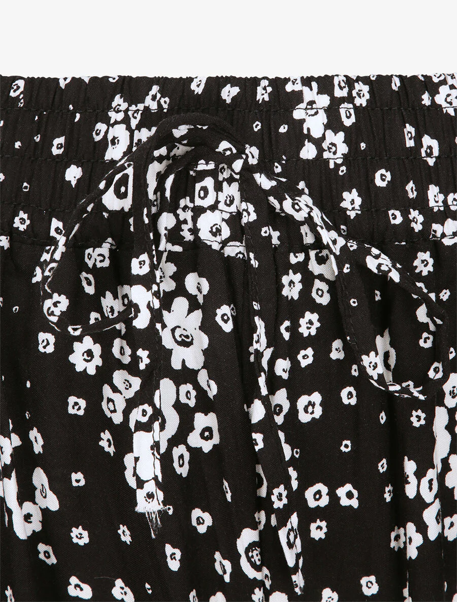 Pantalon harem motifs marguerites - Noir - Image 3