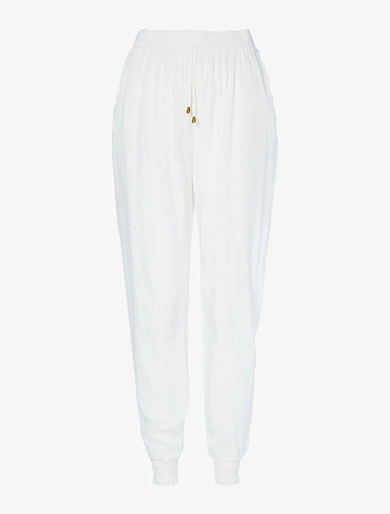 Pantalon harem uni - blanc