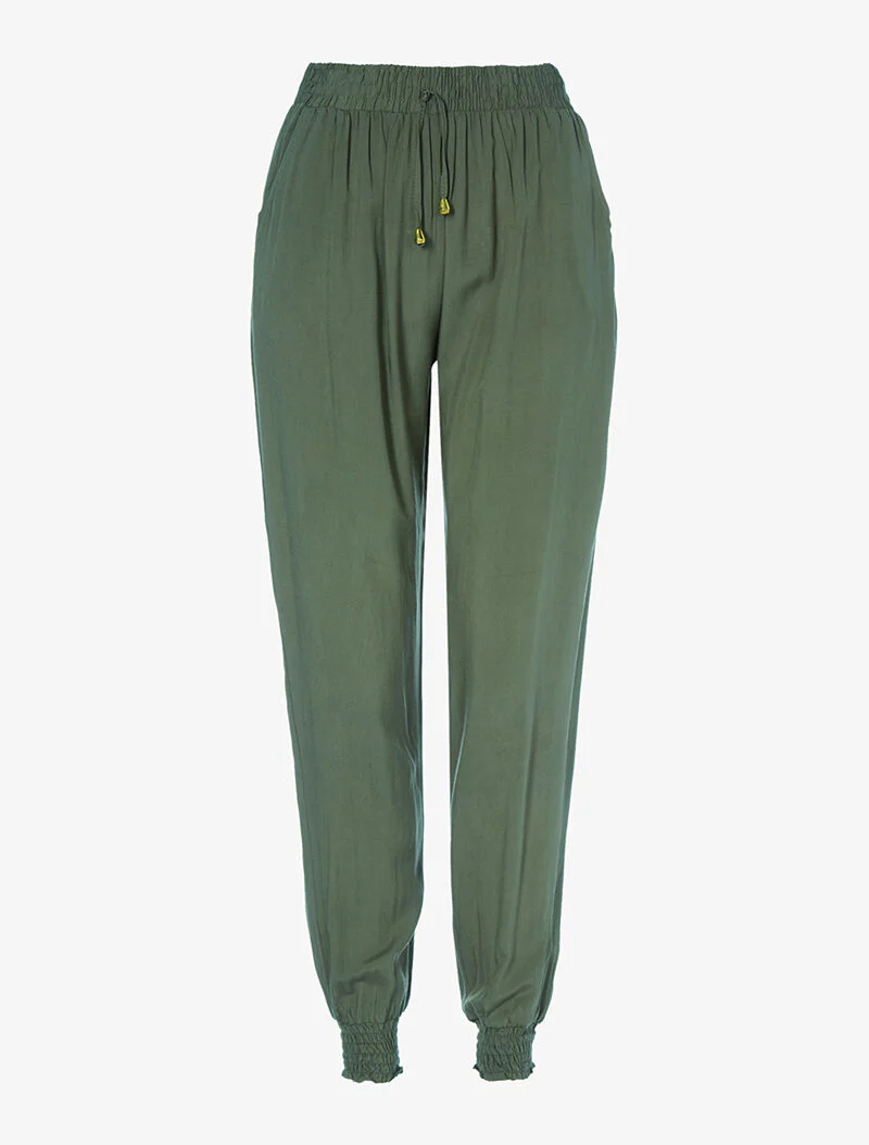 Pantalon harem uni - kaki