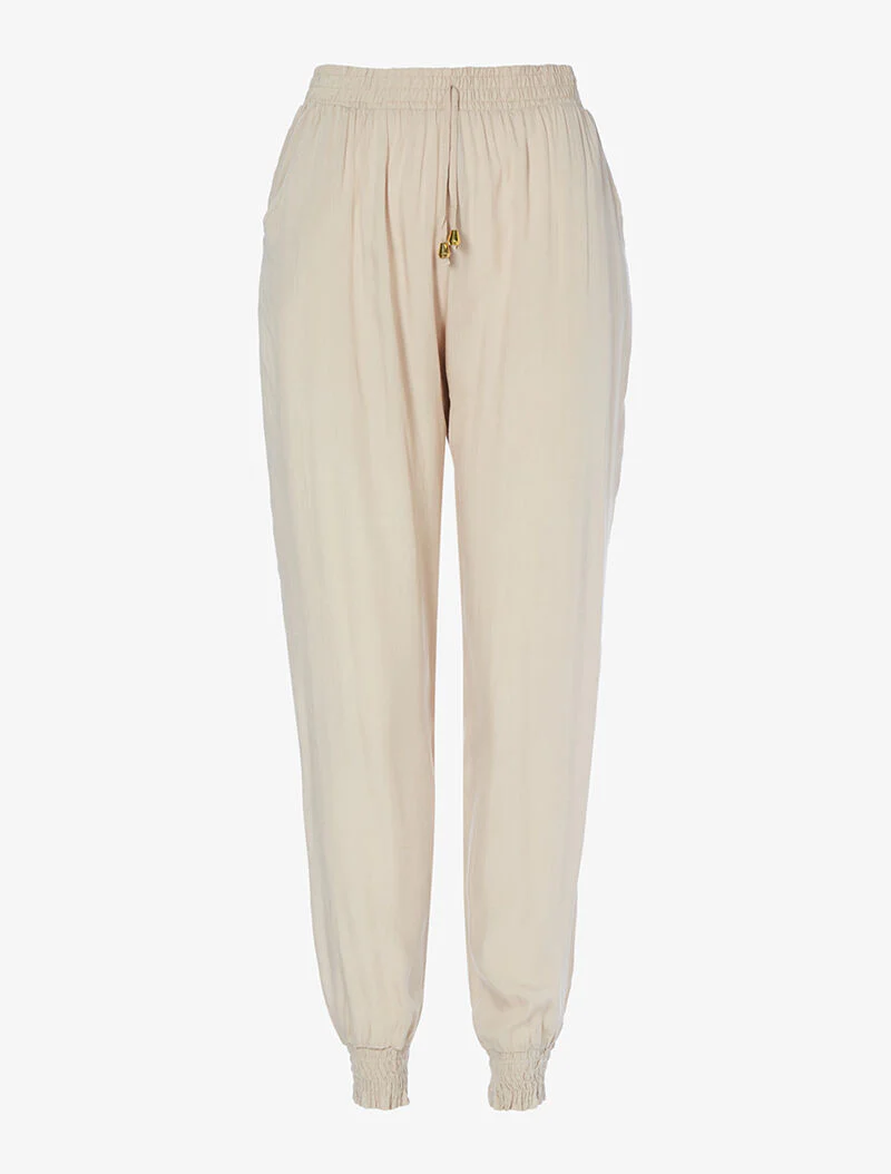 Pantalon harem uni - beige