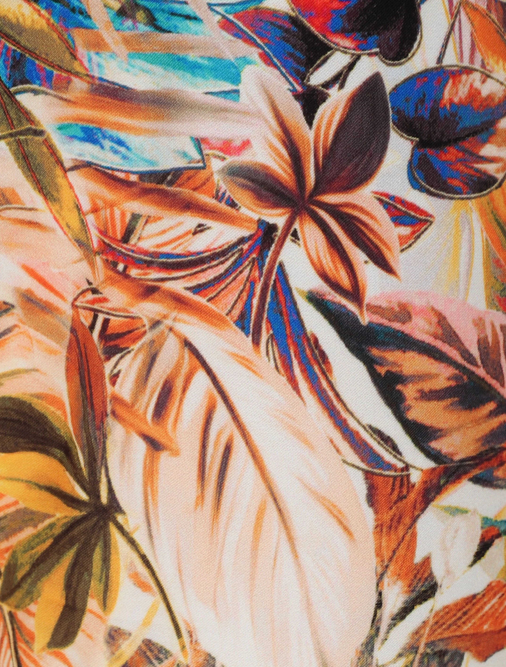 Pantalon imprimé tropical à taille élastiquée - Jaune - Image 3