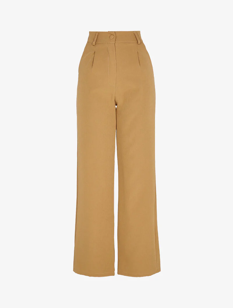 Pantalon large à pince - Camel