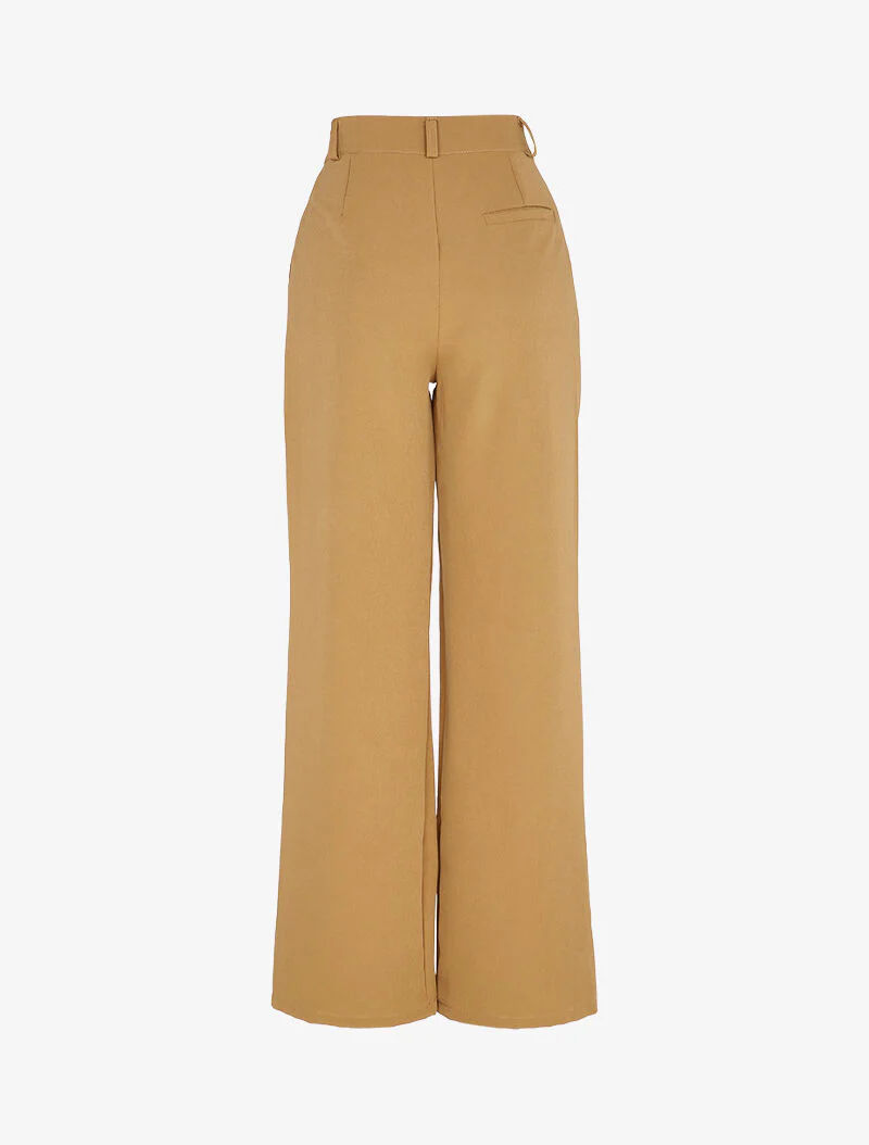 Pantalon large à pince - Camel - Image 2
