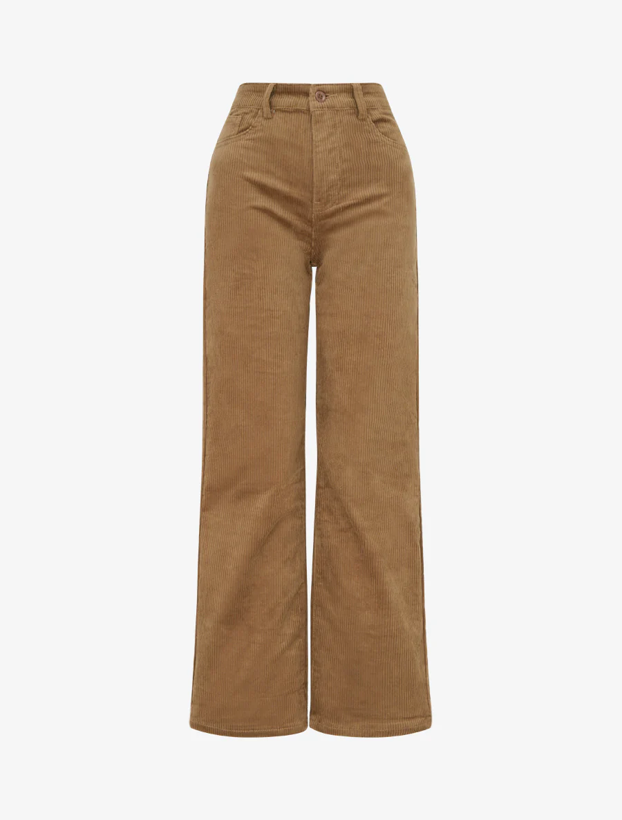 Pantalon push up côtelé effet velours - Camel
