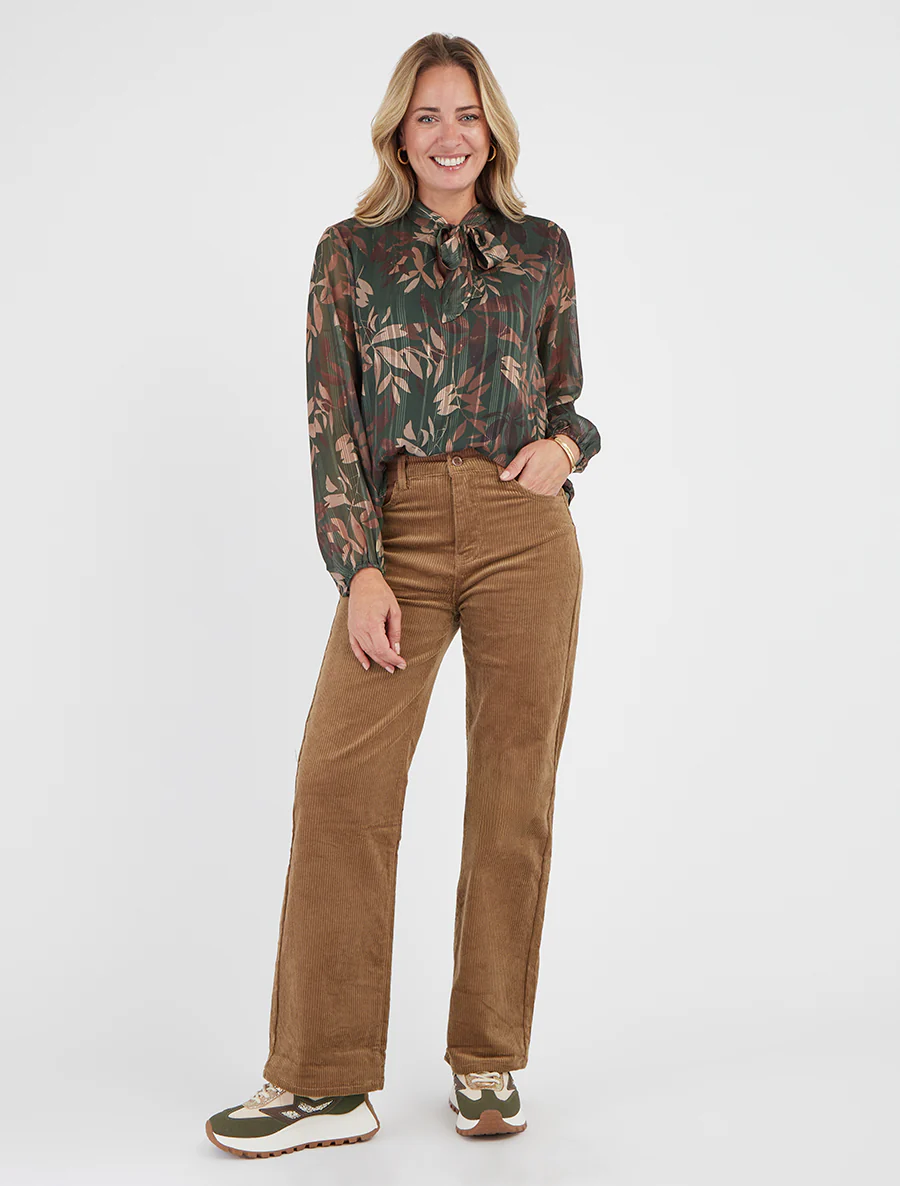 Pantalon push up côtelé effet velours - Camel - Image 4
