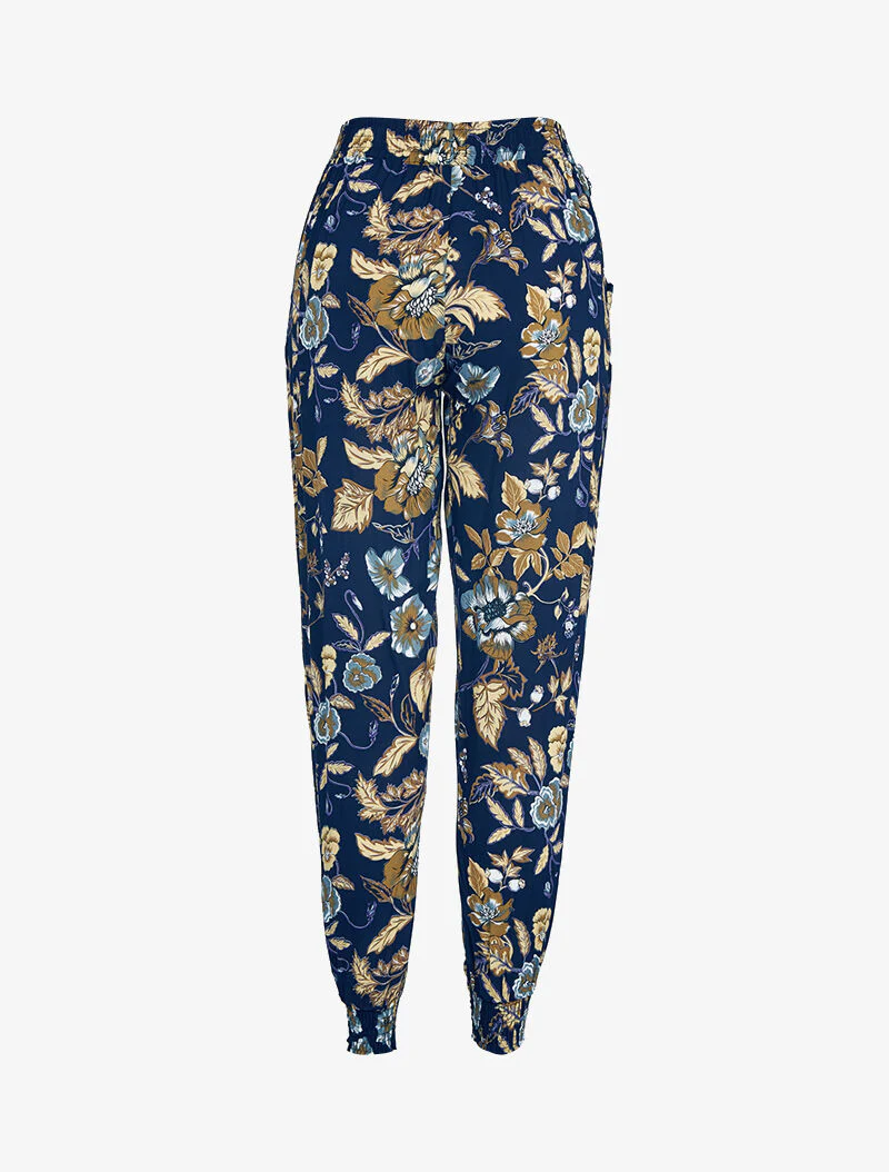 Pantalon sarouel à imprimé fleuri - marine - Image 2