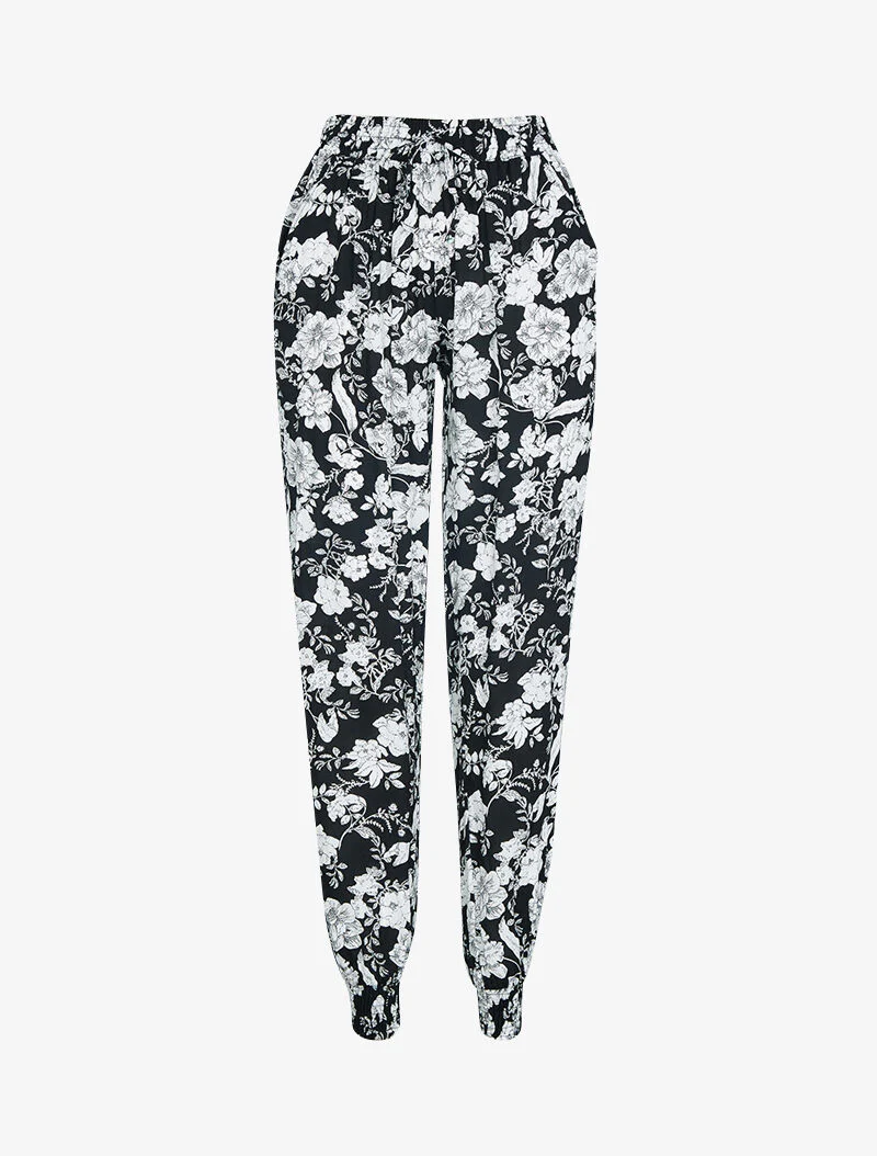 Pantalon sarouel à imprimés - noir