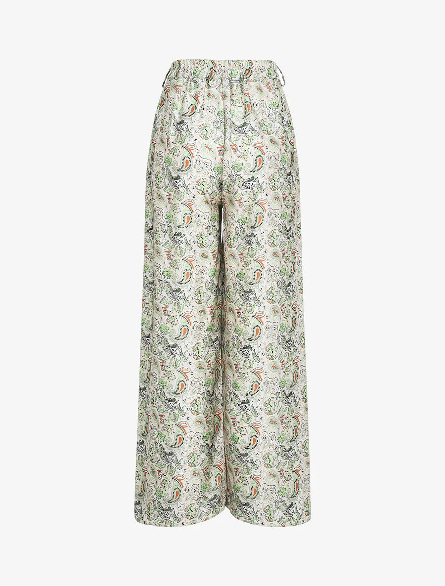 Pantalon satiné imprimé cachemire - Beige - Image 2