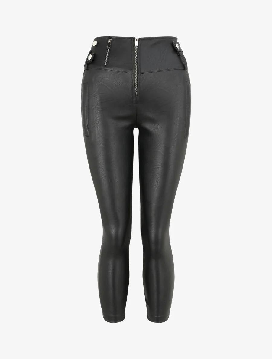Pantalon simili uni - Noir