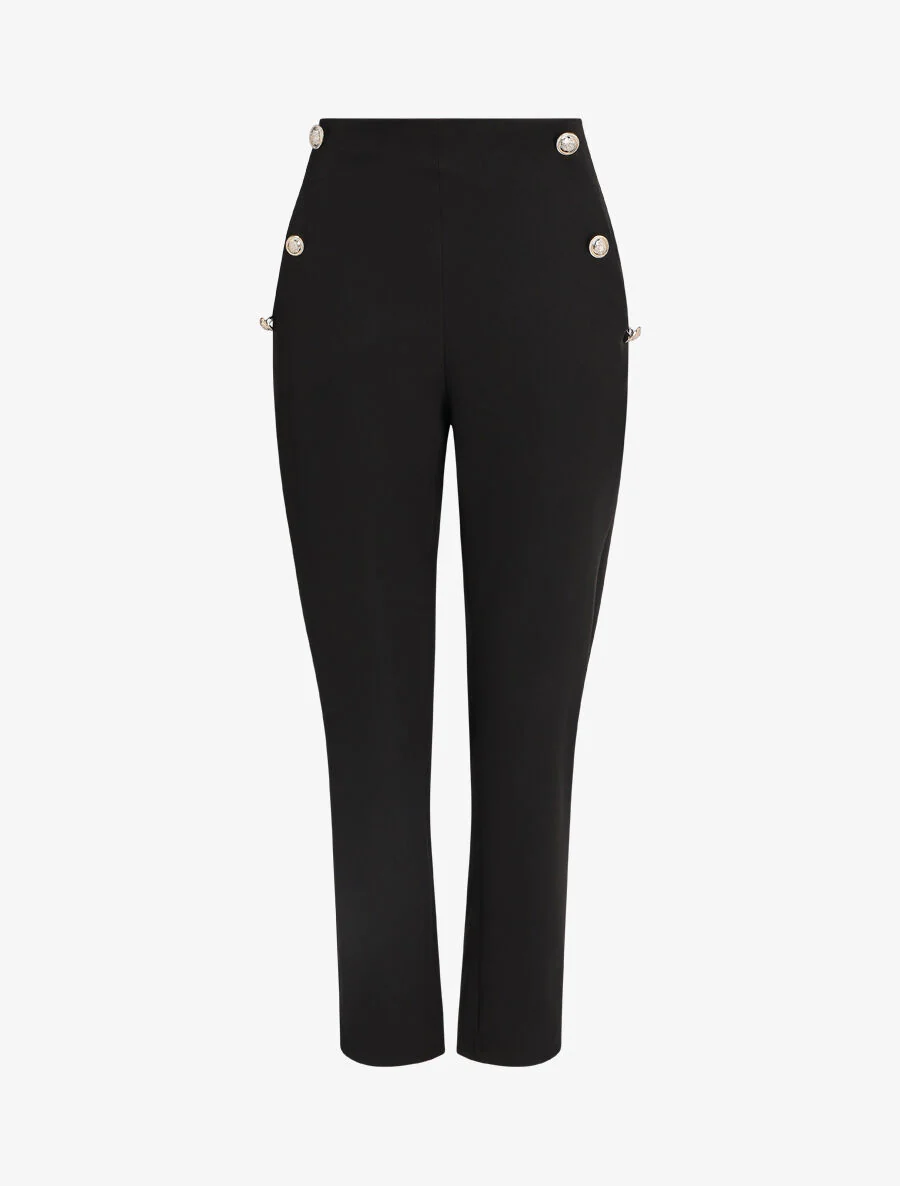 Pantalon slim à boutons stylisés - Noir