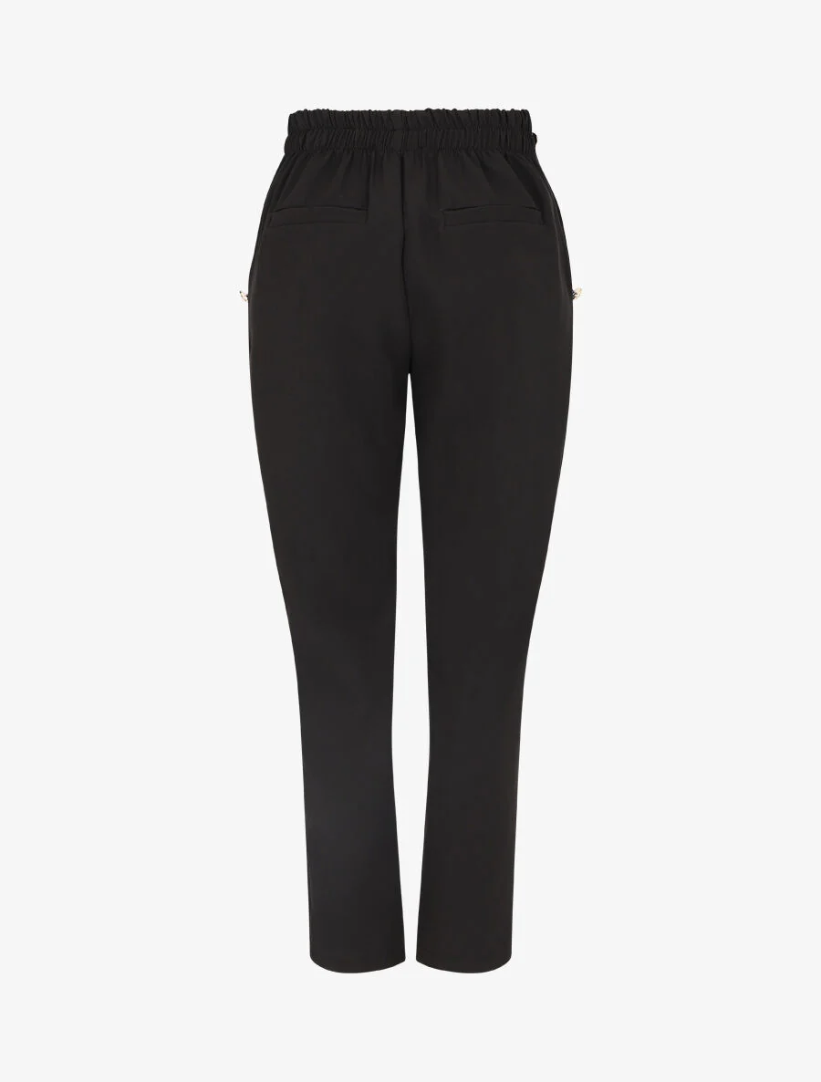 Pantalon slim à boutons stylisés - Noir - Image 2