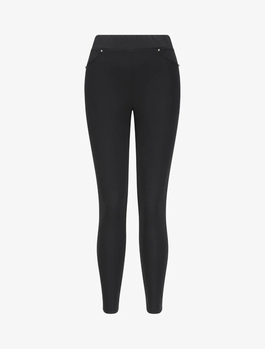 Pantalon slim à taille élastiquée - Noir