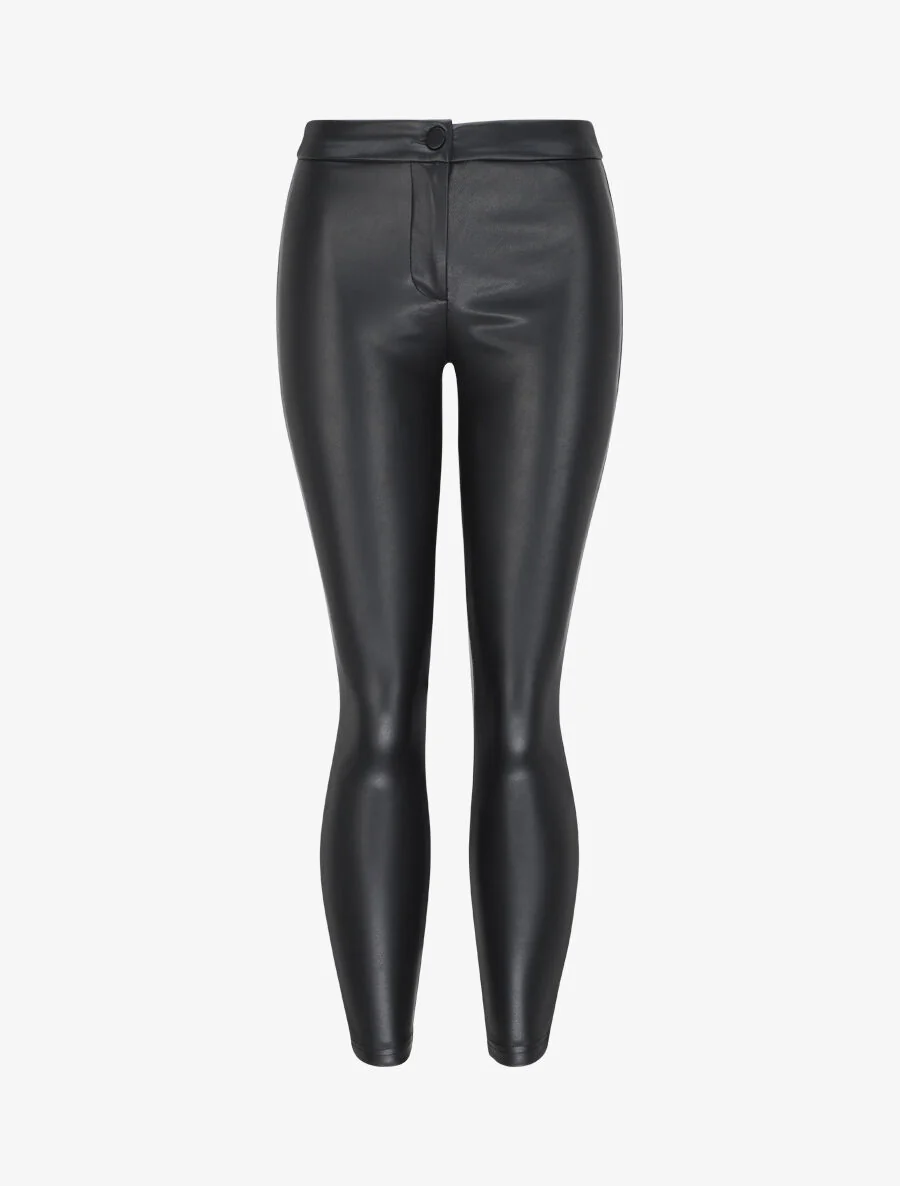 Pantalon slim en simili - Noir