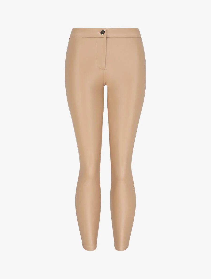 Pantalon slim en simili - Beige