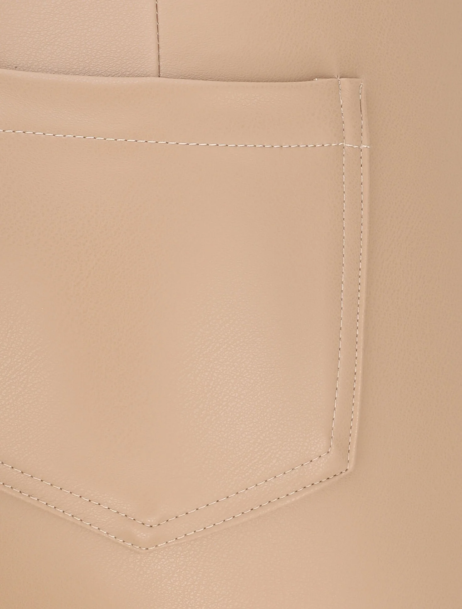 Pantalon slim en simili - Beige - Image 3