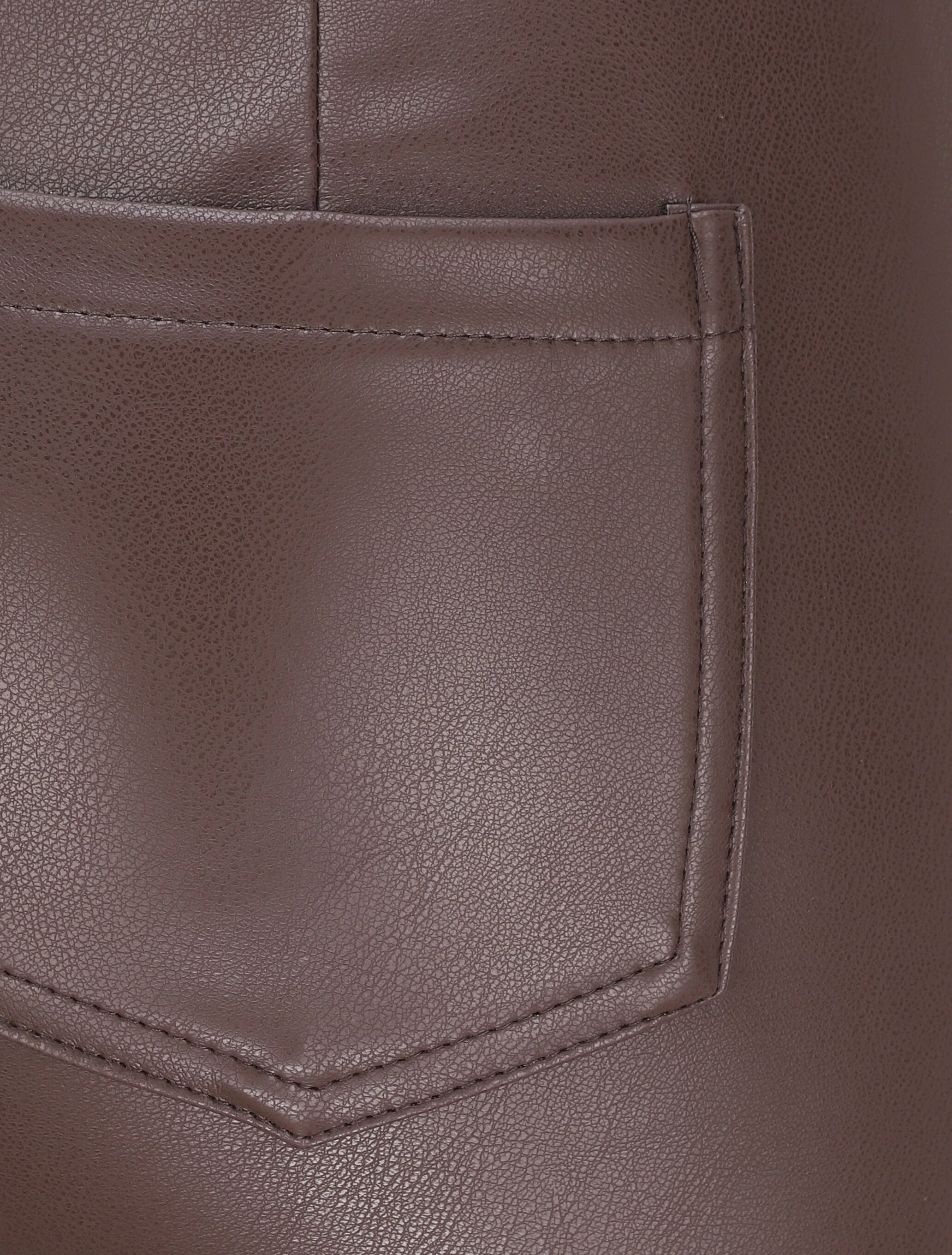 Pantalon slim en simili - Marron - Image 3