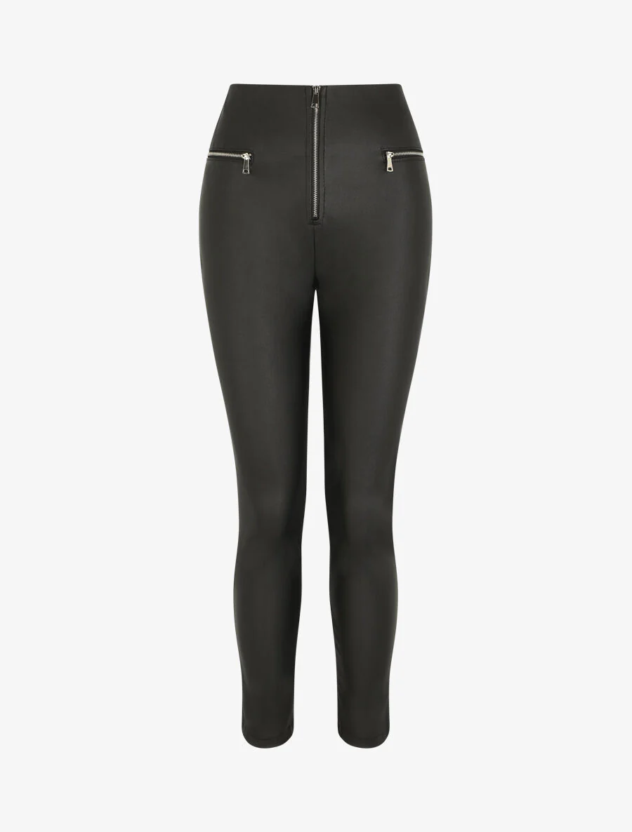 Pantalon slim en simili - Noir
